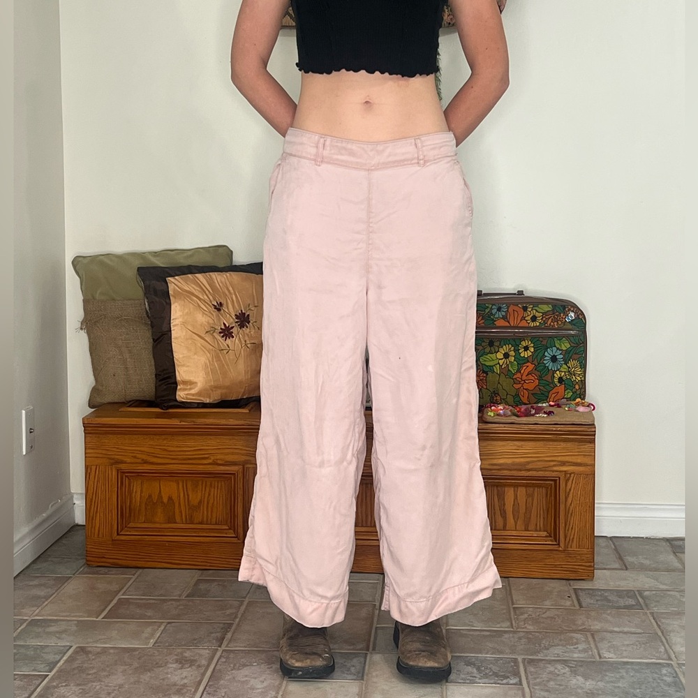 joie grungy hippie boho pastel pink wide leg baggy lounge pants